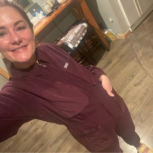 EUC; Figs Chennai jumpsuit in Deep Purple. Small.